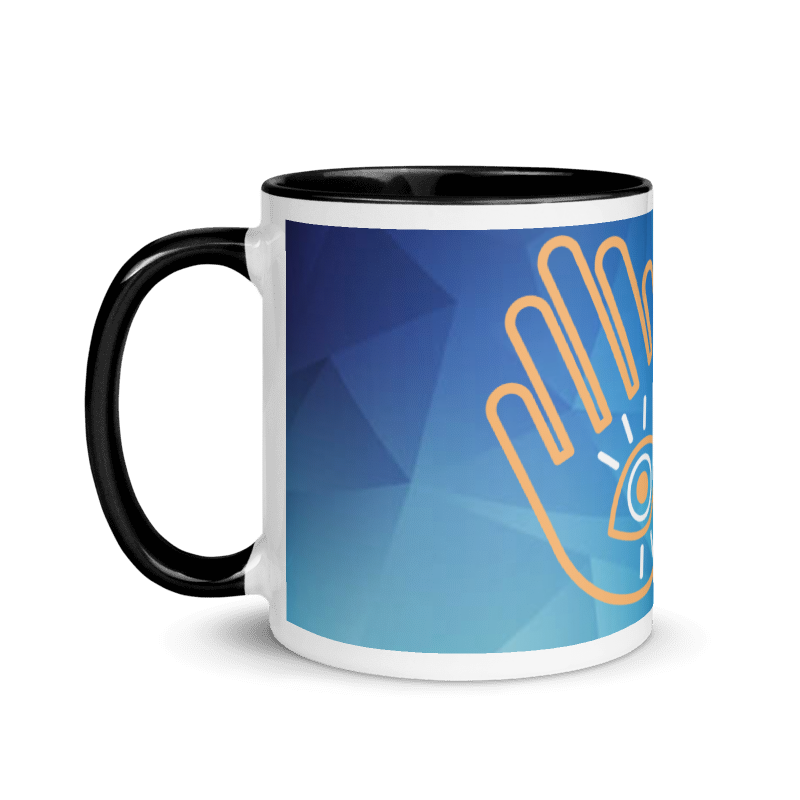 Tazza Mano di Fatima Azul Geometric con interno in Smalto a contrasto