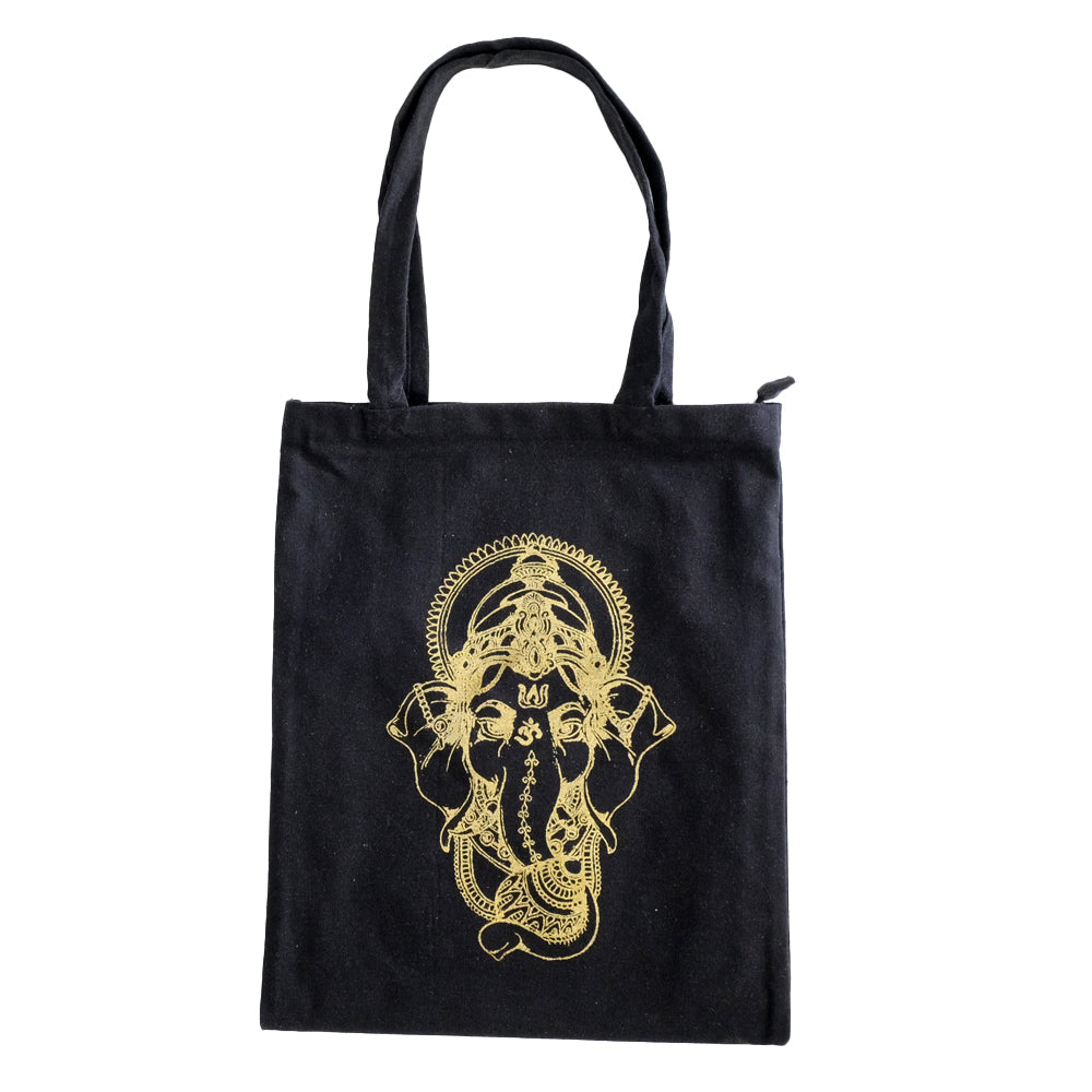 Borsa Tote Nera con soggetti Tibetani 02 - Ganesh