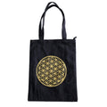 Borsa Tote Nera con soggetti Tibetani Fiore della Vita