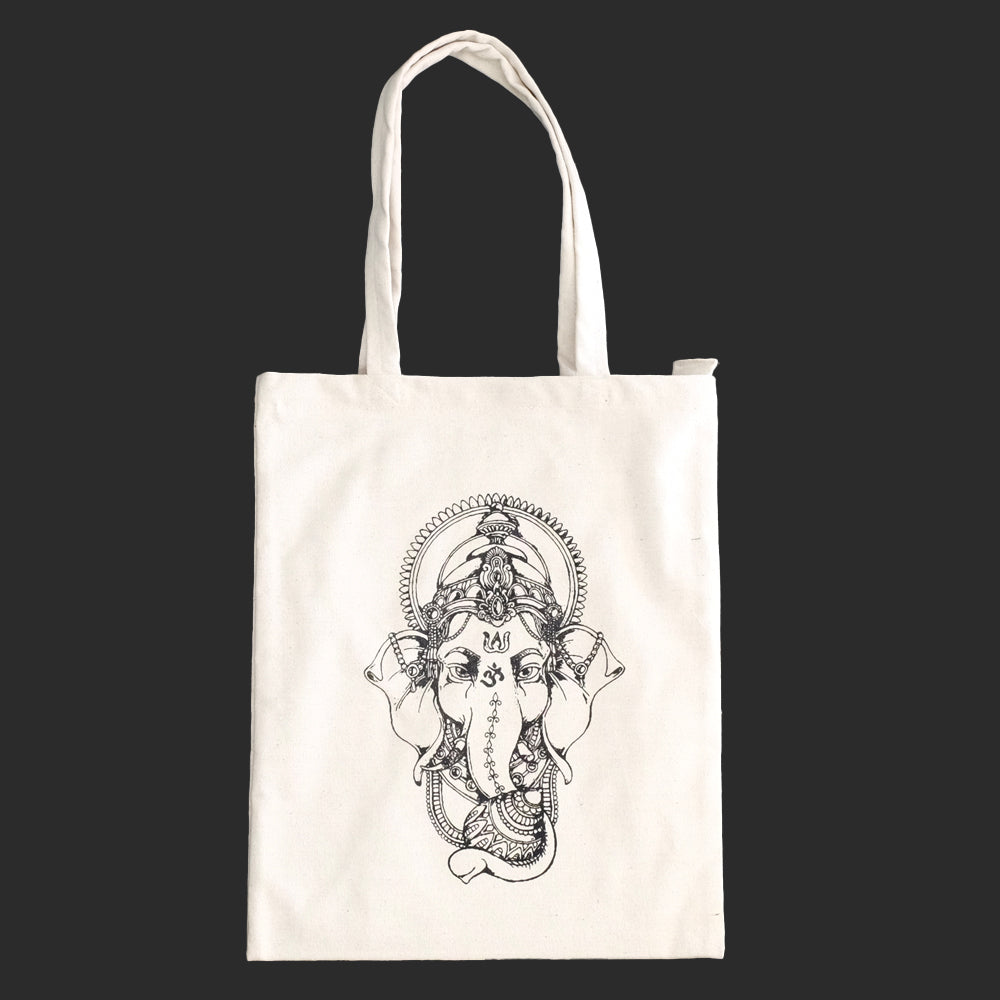 Borsa Tote Bianca con soggetti Tibetani 02 - Ganesh