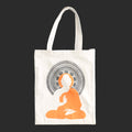 Borsa Tote Bianca con soggetti Tibetani 09 - Budda Orange