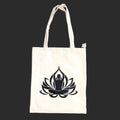 Borsa Tote Bianca con soggetti Tibetani 10 - Yoga Fiore di Loto
