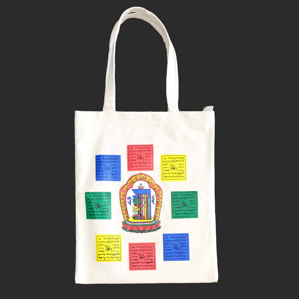 Borsa Tote Bianca con soggetti Tibetani 13 - Bandierine Tibetane 2
