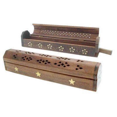 Bruciatore box lux in legno ed ottone cm.30x5,5x5,5