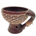 Bruciatore con manico in terracotta e rattan cm.9x8