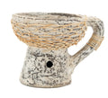 Bruciatore "Wash" con manico in terracotta e rattan cm.9x8