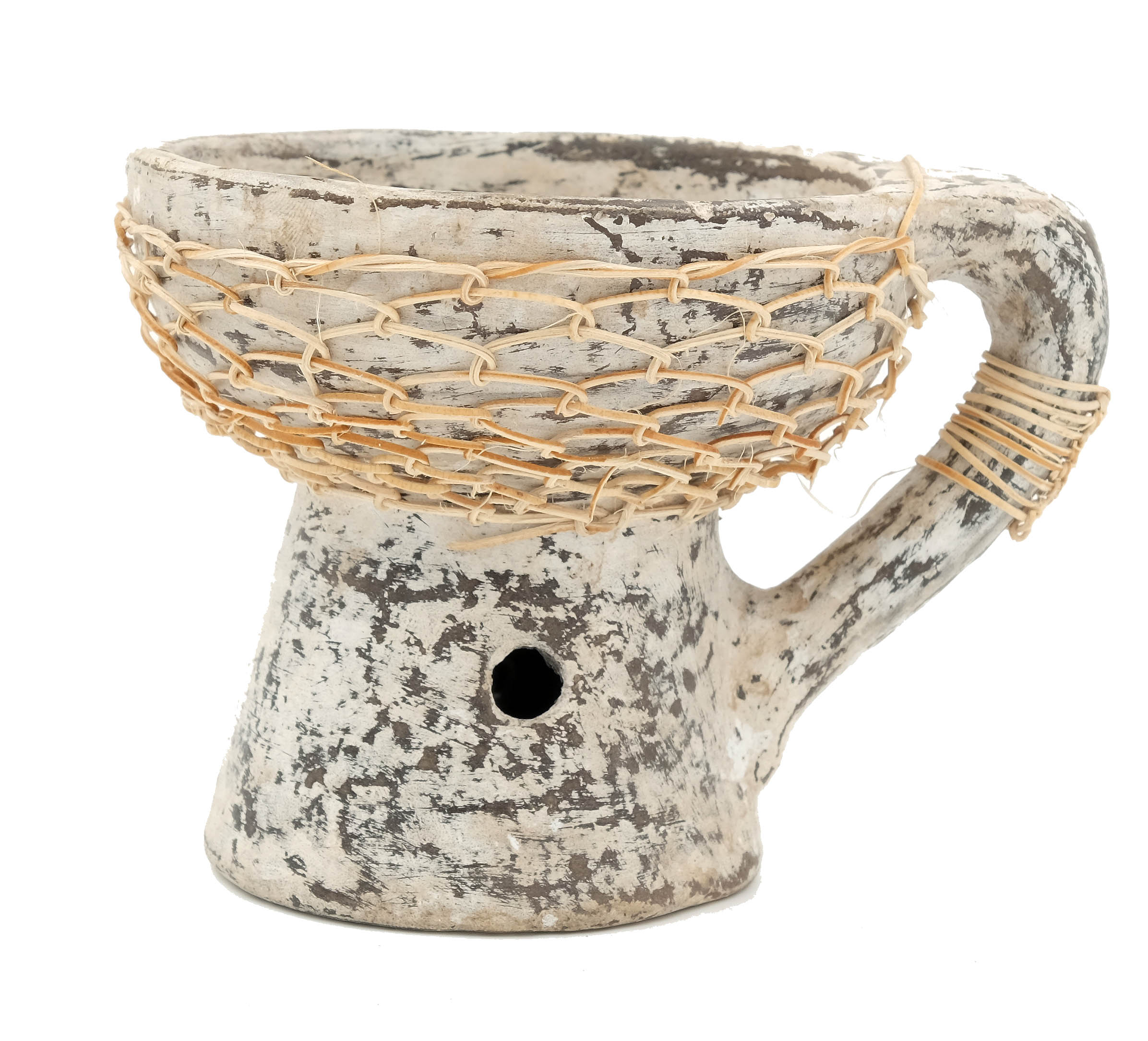 Bruciatore "Wash" con manico in terracotta e rattan cm.9x8
