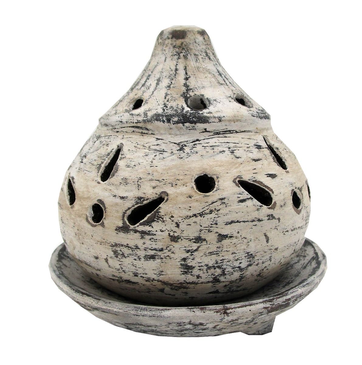Bruciatore Stupa Shite wash in terracotta cm.9x.10