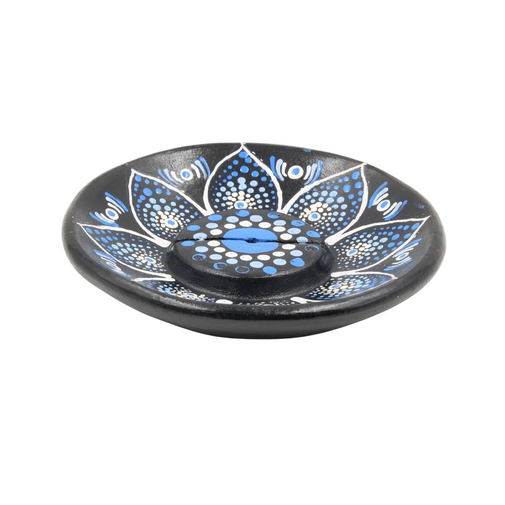 Bruciatore tondo azzurro/blu in terracotta cm.12