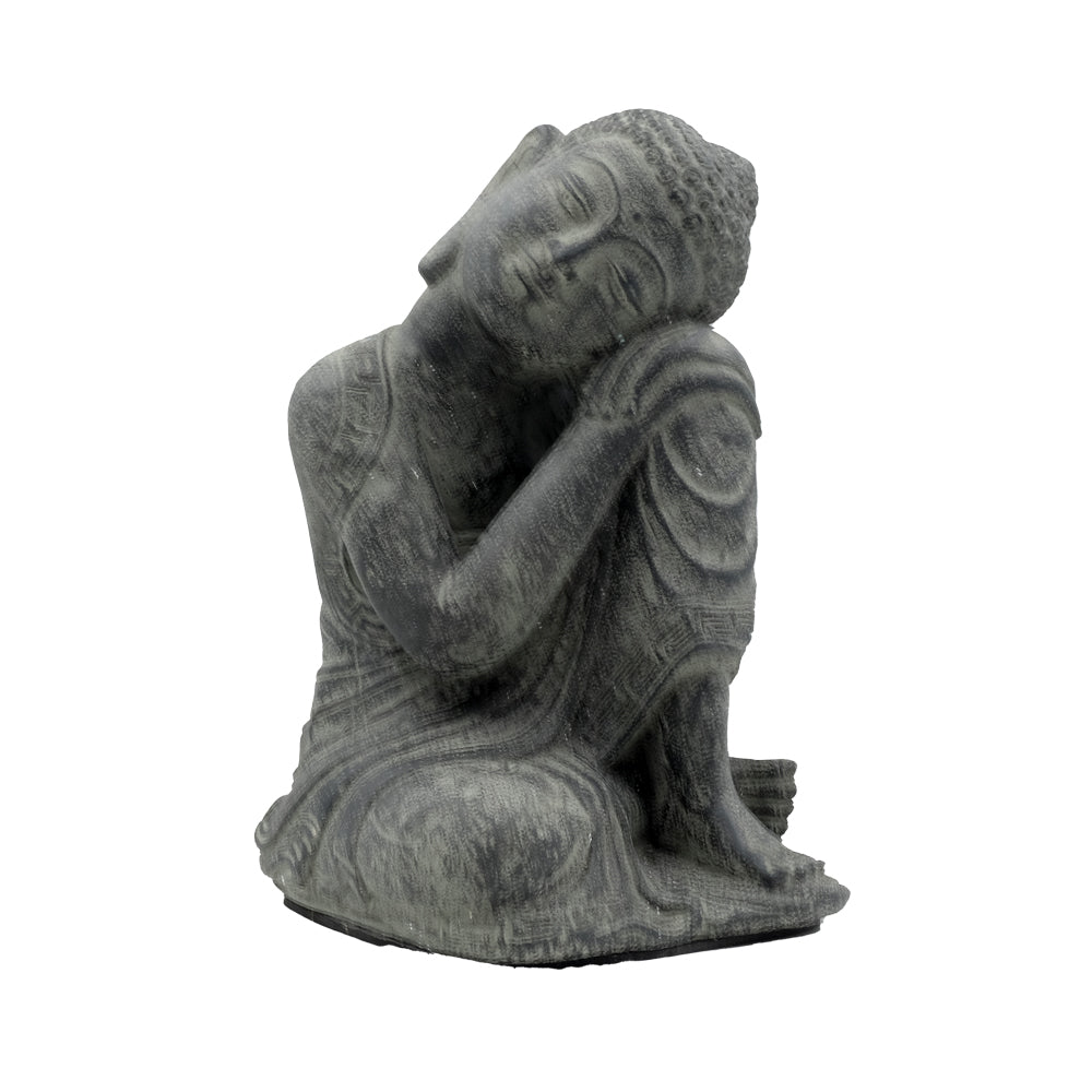 Budda "Relax" in Sandstone cm.14x13 h.cm.23 - BLW (Nero + Wash)