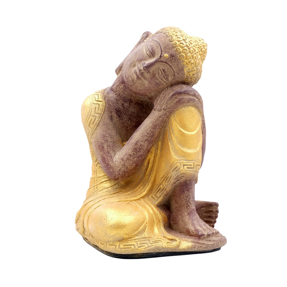Budda "Relax" in Sandstone cm.14x13 h.cm.23 - BwG (Marrone + Oro)