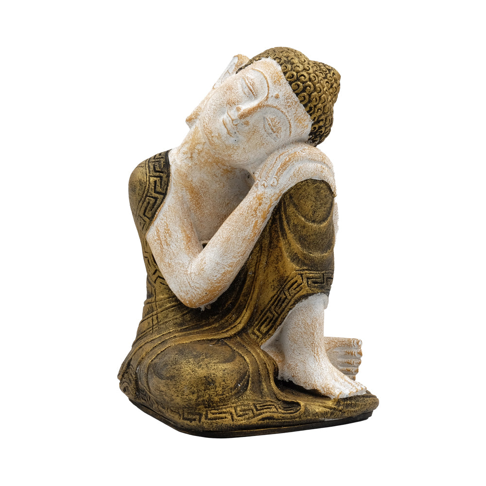 Budda "Relax" in Sandstone cm.14x13 h.cm.23 - GoYw (Oro + Giallo)