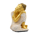 Budda "Relax" in Sandstone cm.14x13 h.cm.23 - WhG (Bianco + Oro)