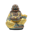 Budai in sandstone h.Cm.15 - bra+g (bronzo azzurro + oro)