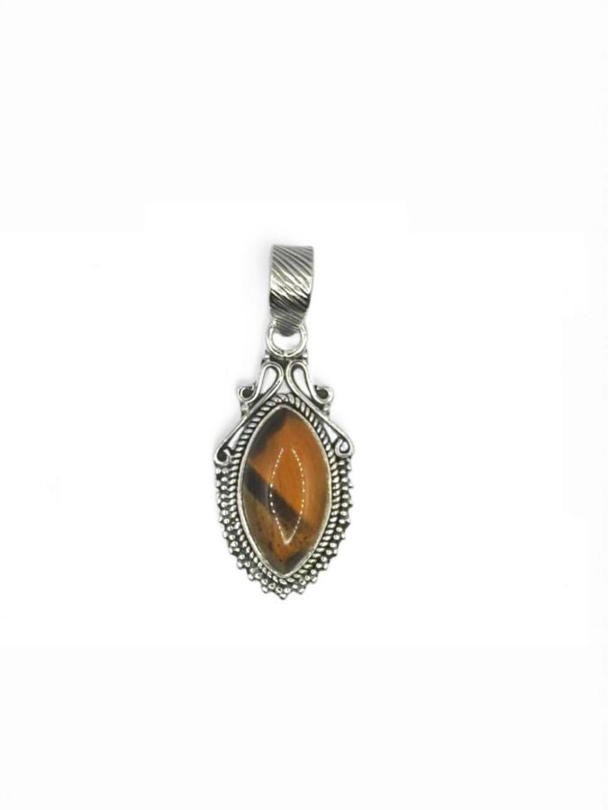 Ciondolo con Occhio di Tigre Ovale 3cm Argento 925