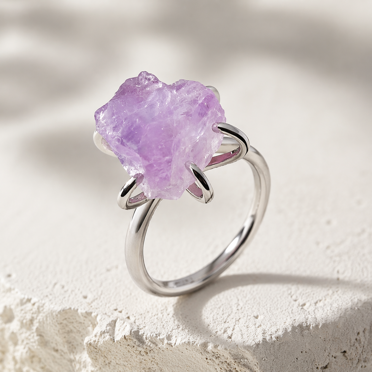 Anello con Ametista Grezza Naturale