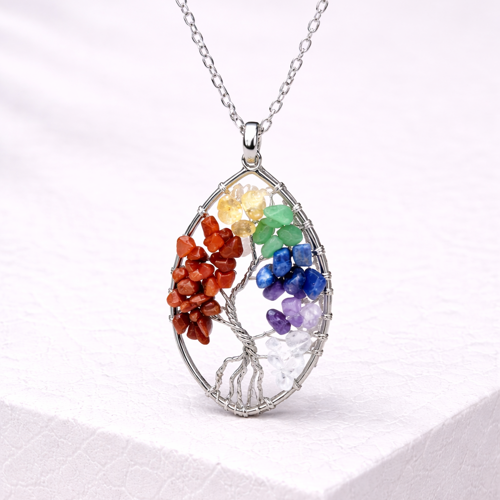 Ciondolo Albero della Vita 7 Chakra con Pietre Naturali