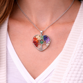 Ciondolo Cuore Albero della Vita 7 Chakra con Pietre Naturali