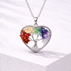 Ciondolo Cuore Albero della Vita 7 Chakra con Pietre Naturali