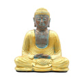 Budda "Dhyana Mudra" in Sandstone cm.17x12,5 h.cm.21 - BrA+G (Bronzo azzurro + oro)