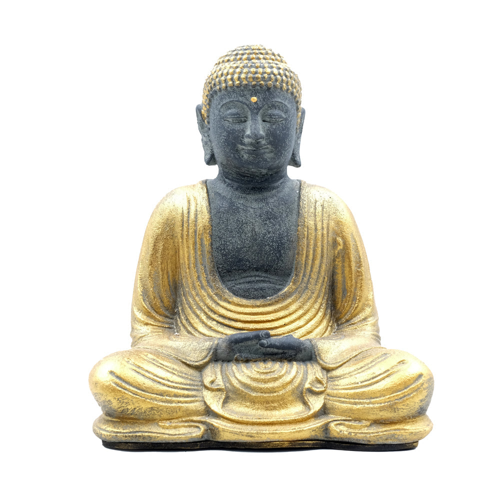 Budda "Dhyana Mudra" in Sandstone cm.17x12,5 h.cm.21 - BLG (Nero + Oro)