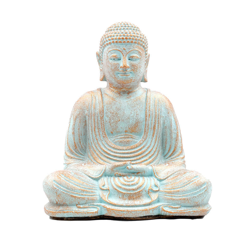 Budda "Dhyana Mudra" in Sandstone cm.17x12,5 h.cm.21 - BrRa (Bronzo + Rosso)