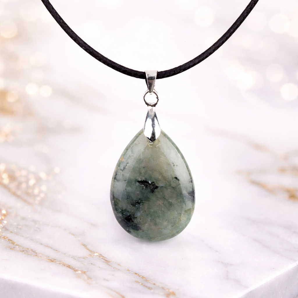 Ciondolo Goccia in Labradorite Grigia Naturale