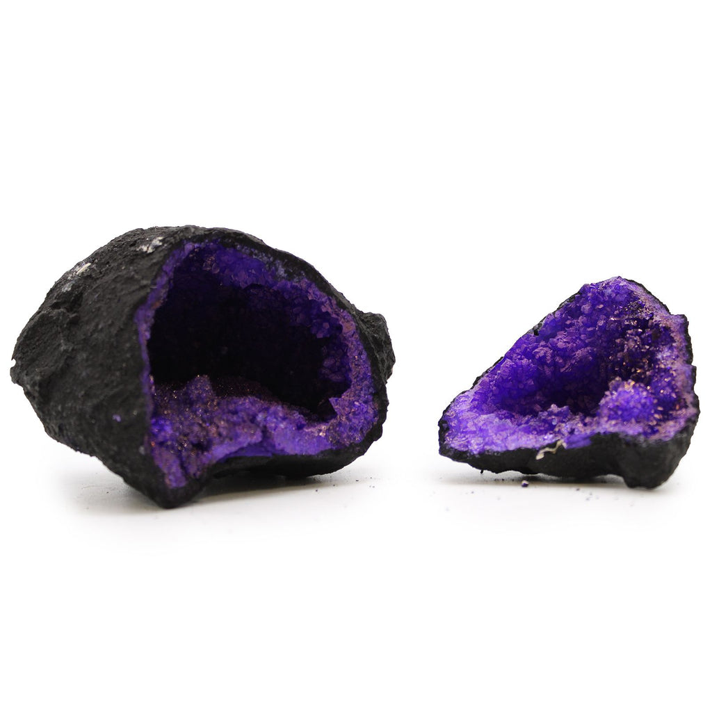 Geode di Calcite Roccia Nera e Porpora