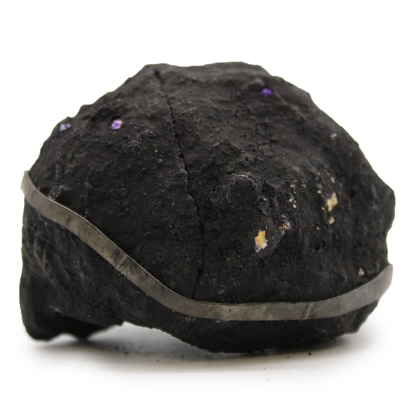 Geode di Calcite Roccia Nera e Porpora