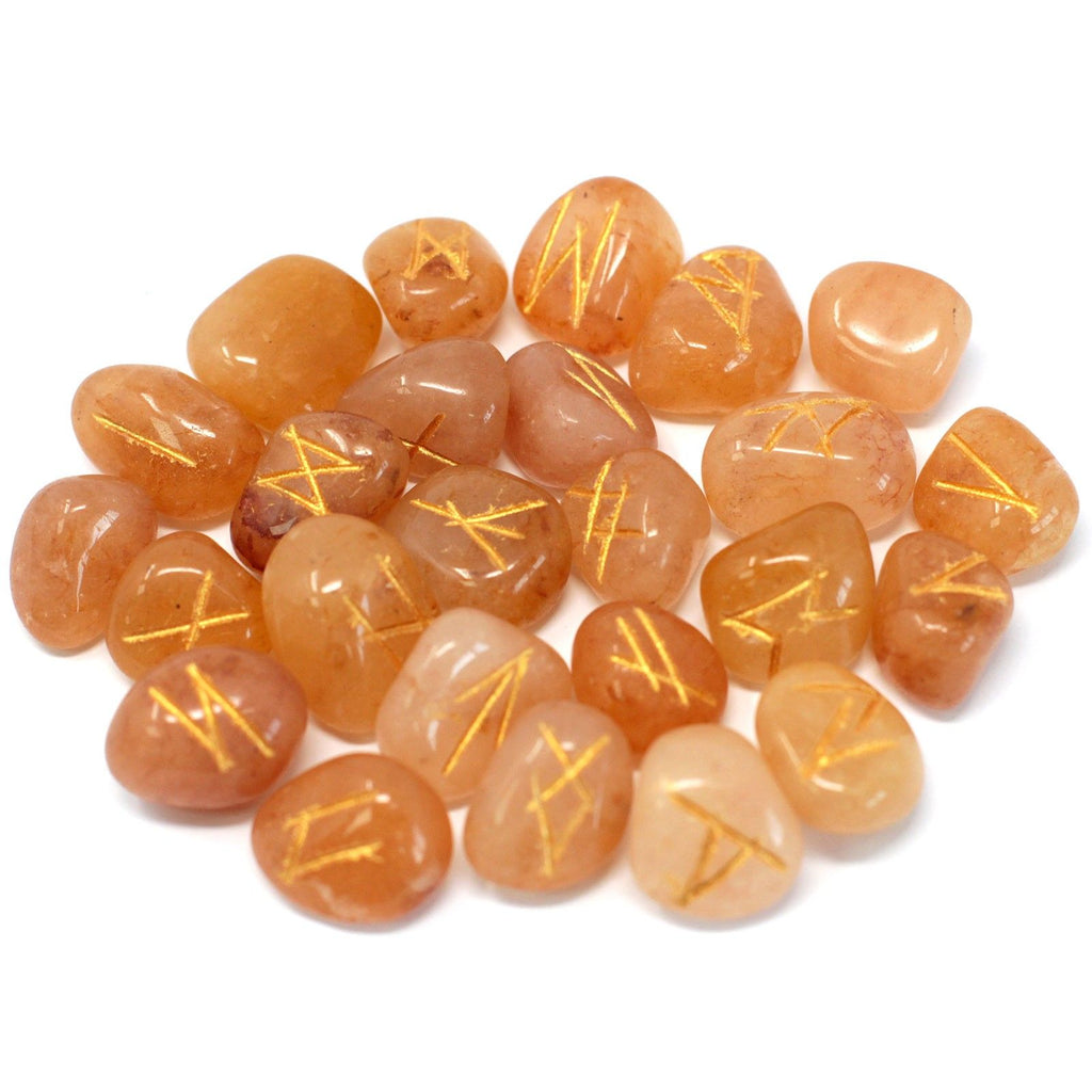 Rune Avventurina Gialla Set da 25 Rune con Sacca Personalizzata