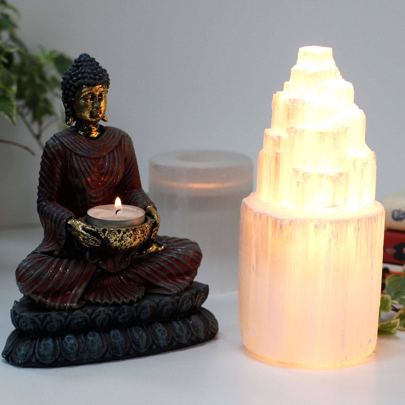 Lampada Torre in Selenite Naturale 20 cm