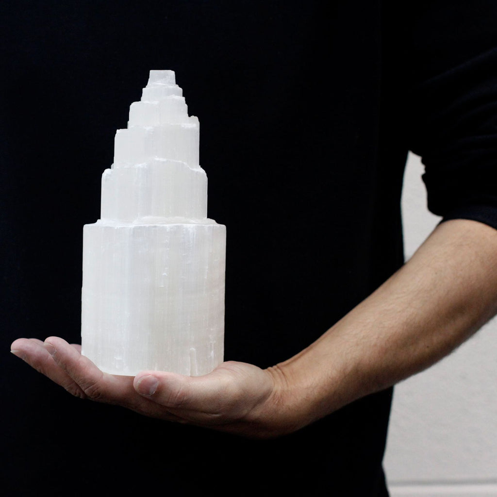 Lampada Torre in Selenite Naturale 20 cm