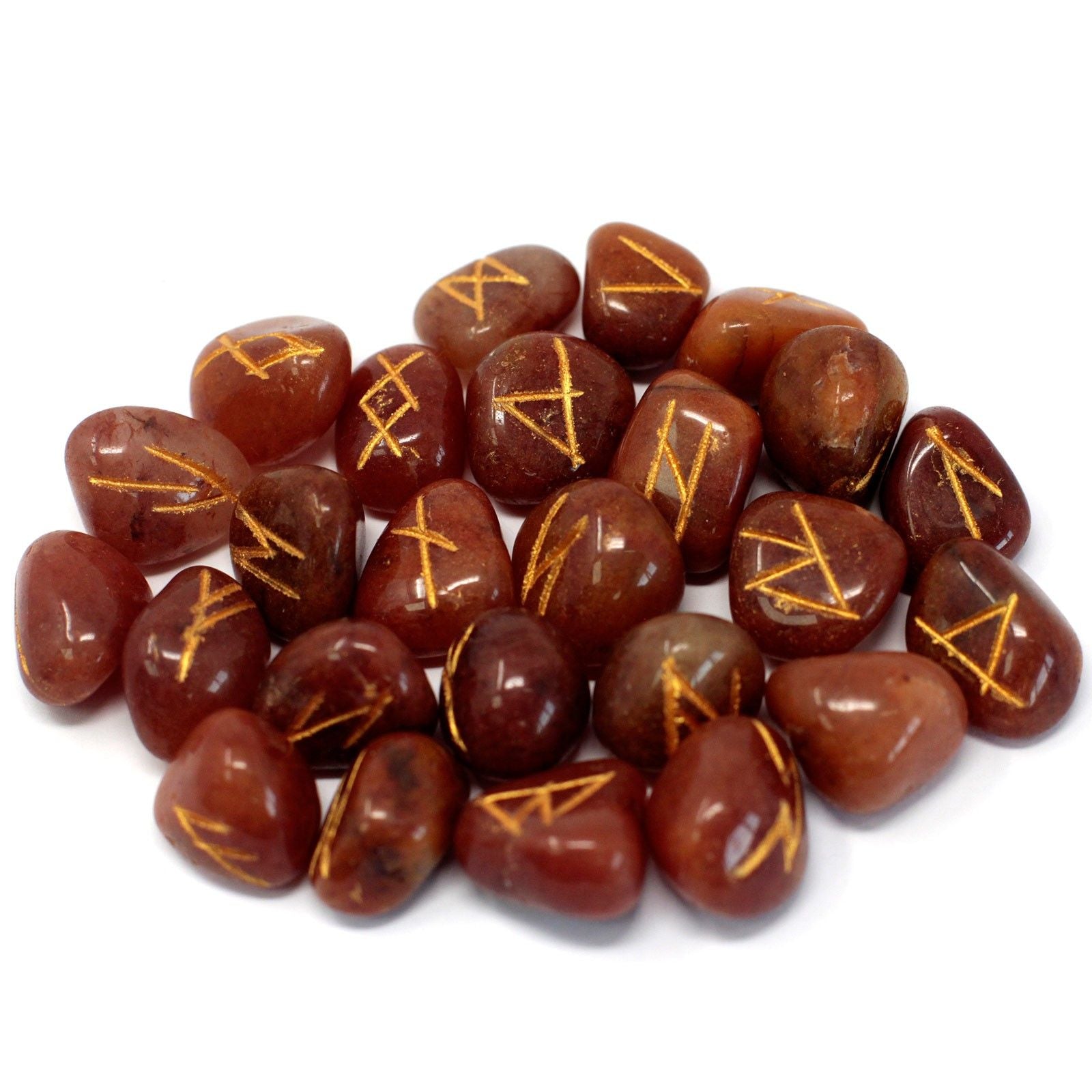 Rune Avventurina Rossa Set da 25 Rune con Sacca Personalizzata