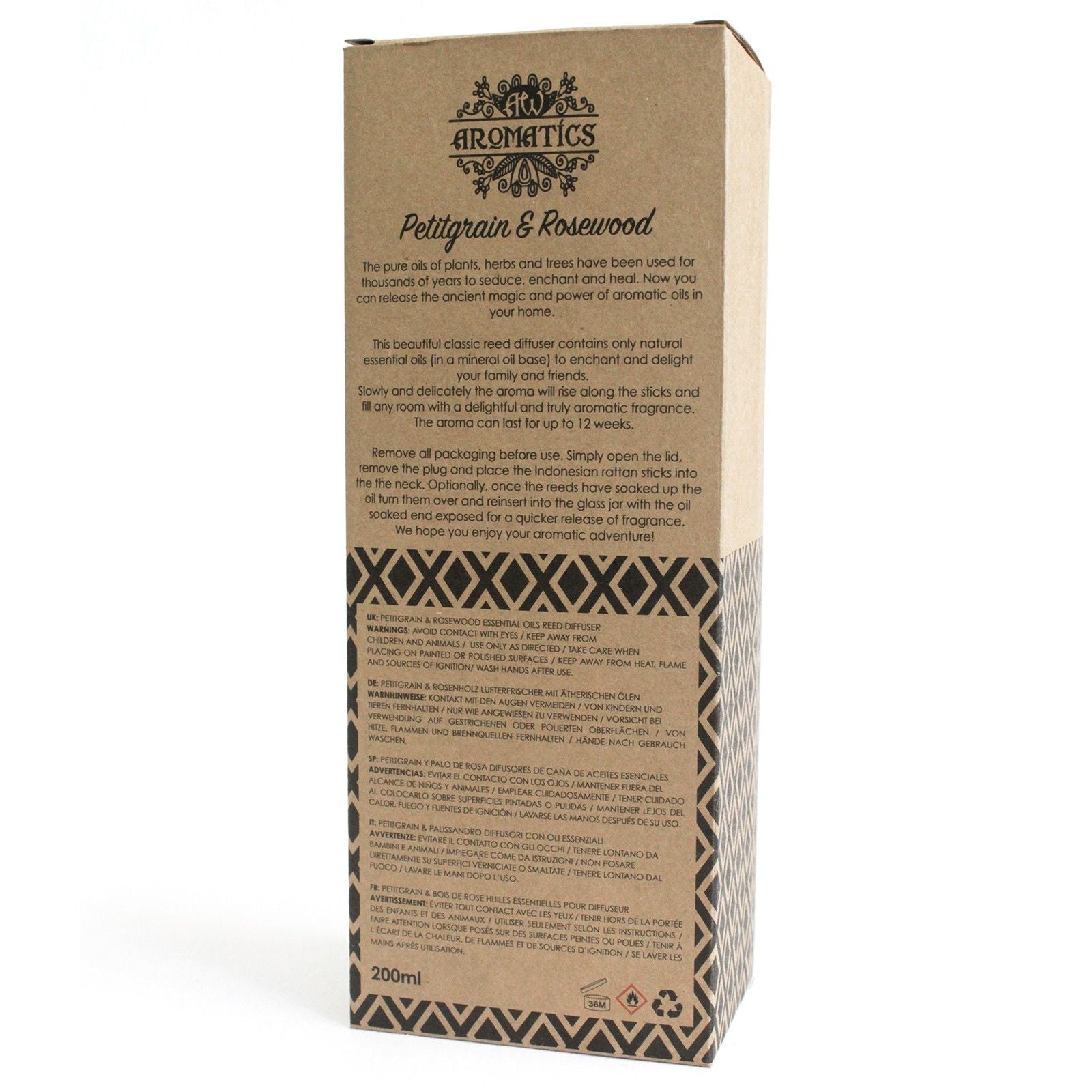 Diffusore di Olii essenziali di Petitgrain & Palissandro 200ml
