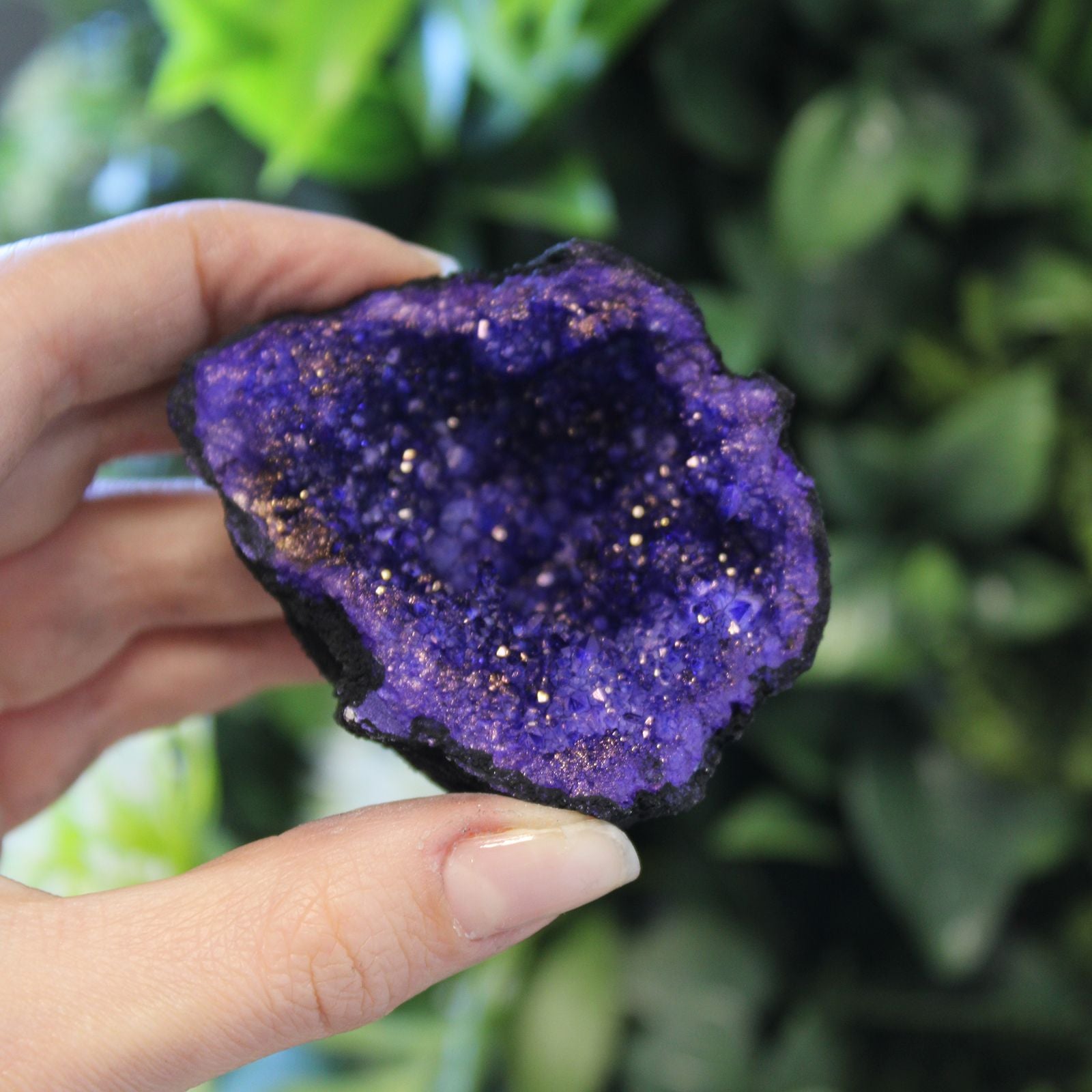 Geode di Calcite è una Roccia Nera e Blu Cobalto