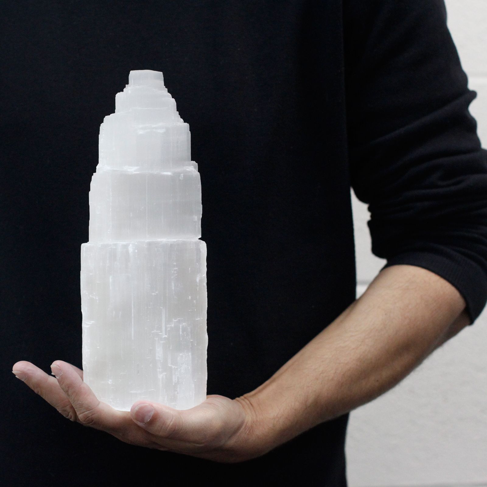 Lampada Torre in Selenite Naturale 25 cm