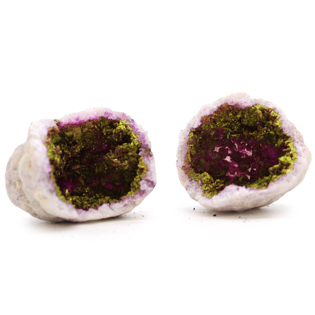 Geode di Calcite Roccia Naturale Rosa e Oro