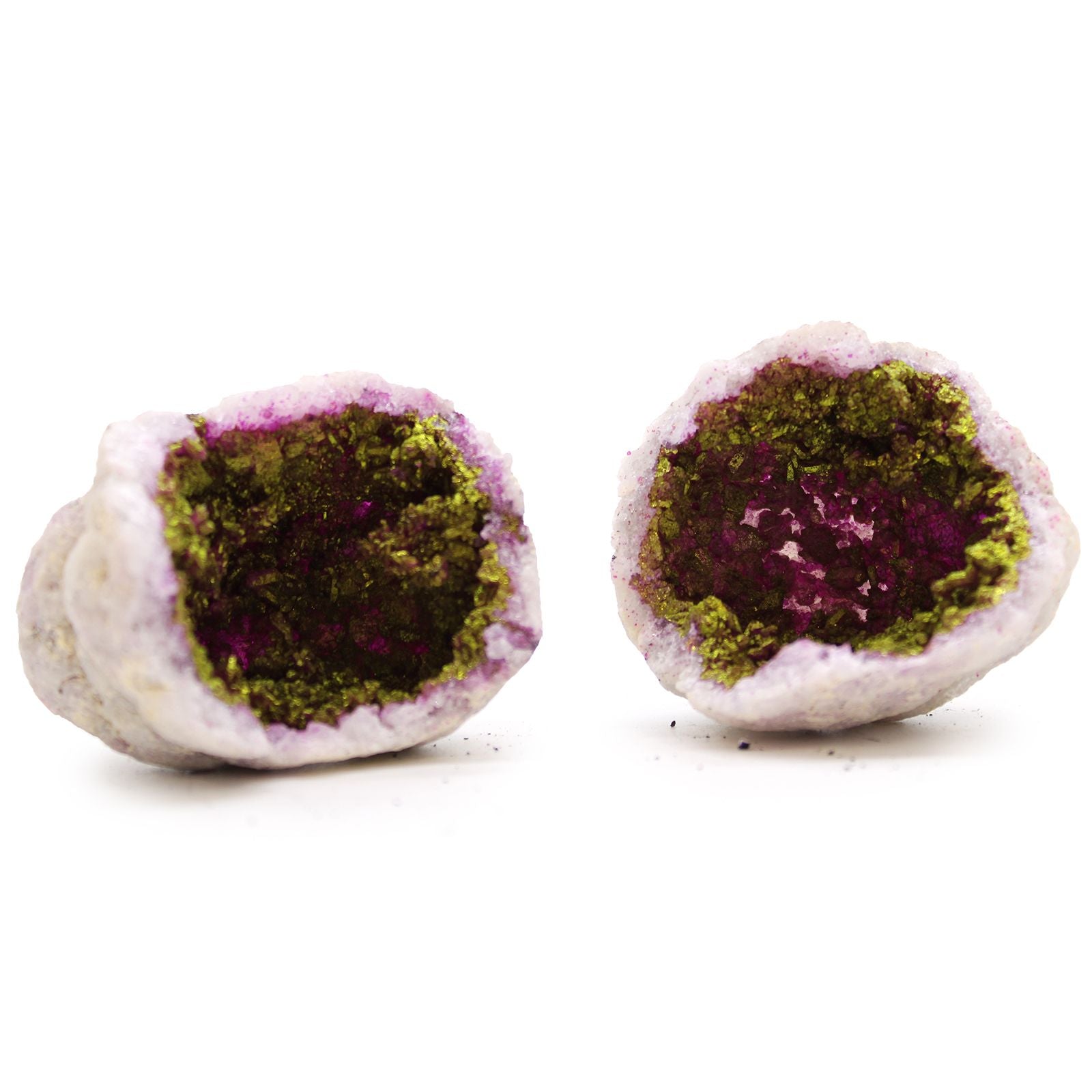 Geode di Calcite Roccia Naturale Rosa e Oro