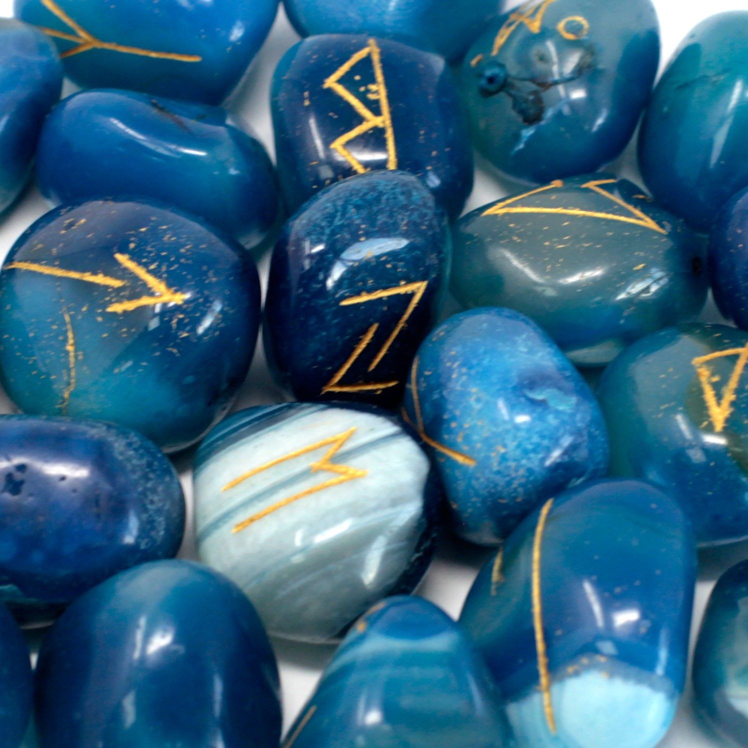 Rune Onice Blu Set da 25 Rune con Sacca Personalizzata