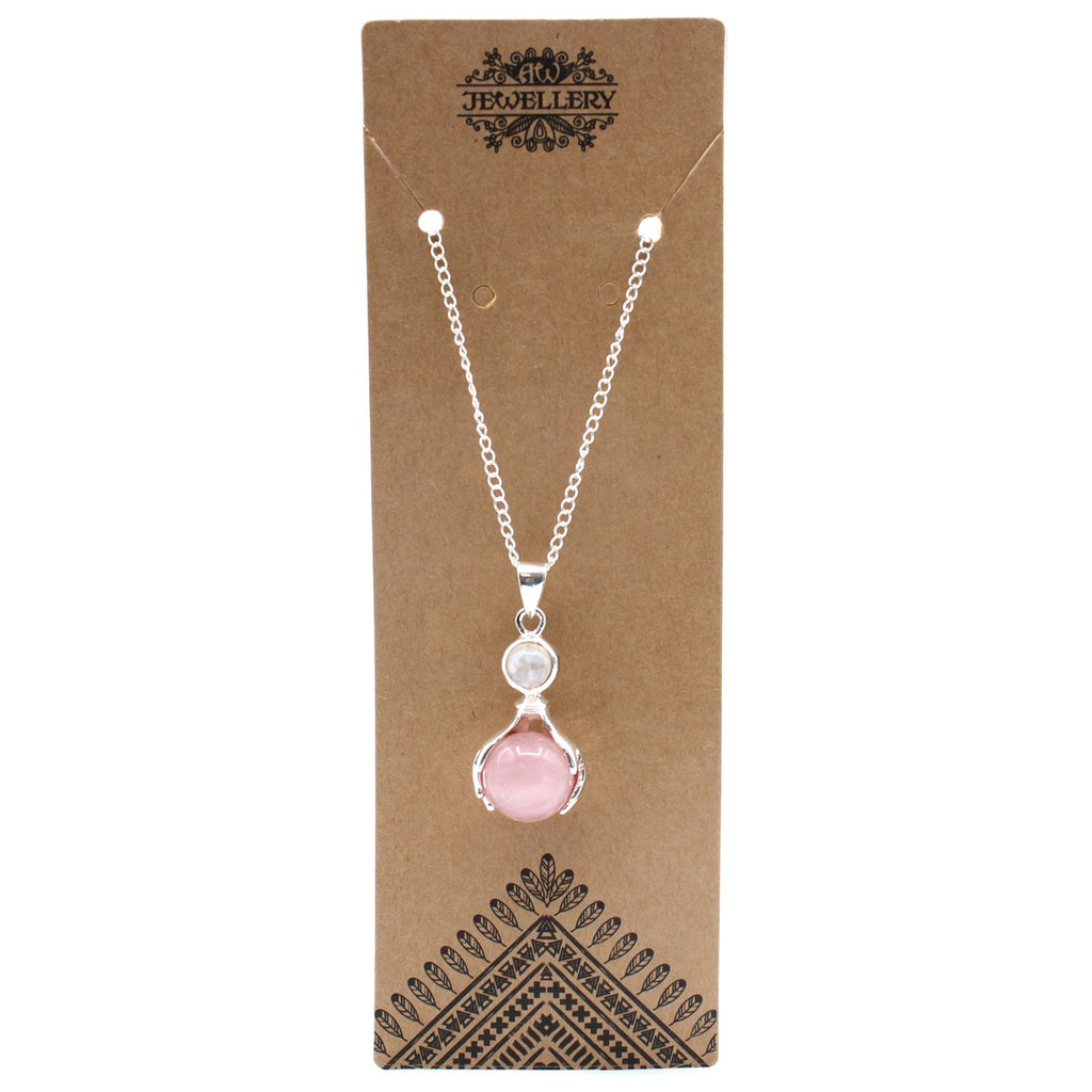 Pendente con Mani Curative di Quarzo Rosa