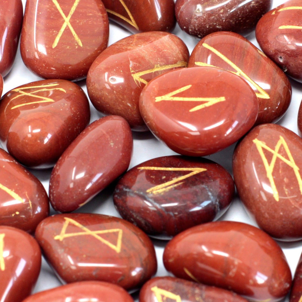 Rune Diaspro Rosso Set da 25 Rune con Sacca Personalizzata