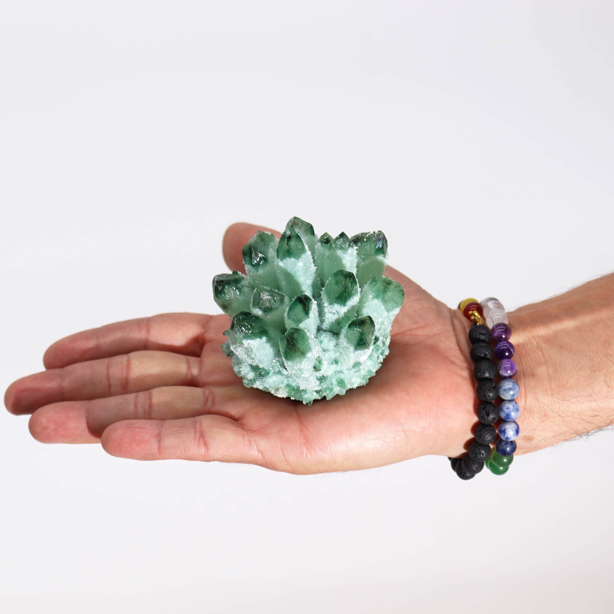 Cluster di Quarzo Naturale – Green Ghost Quartz (circa 250–300 g, 8 cm)