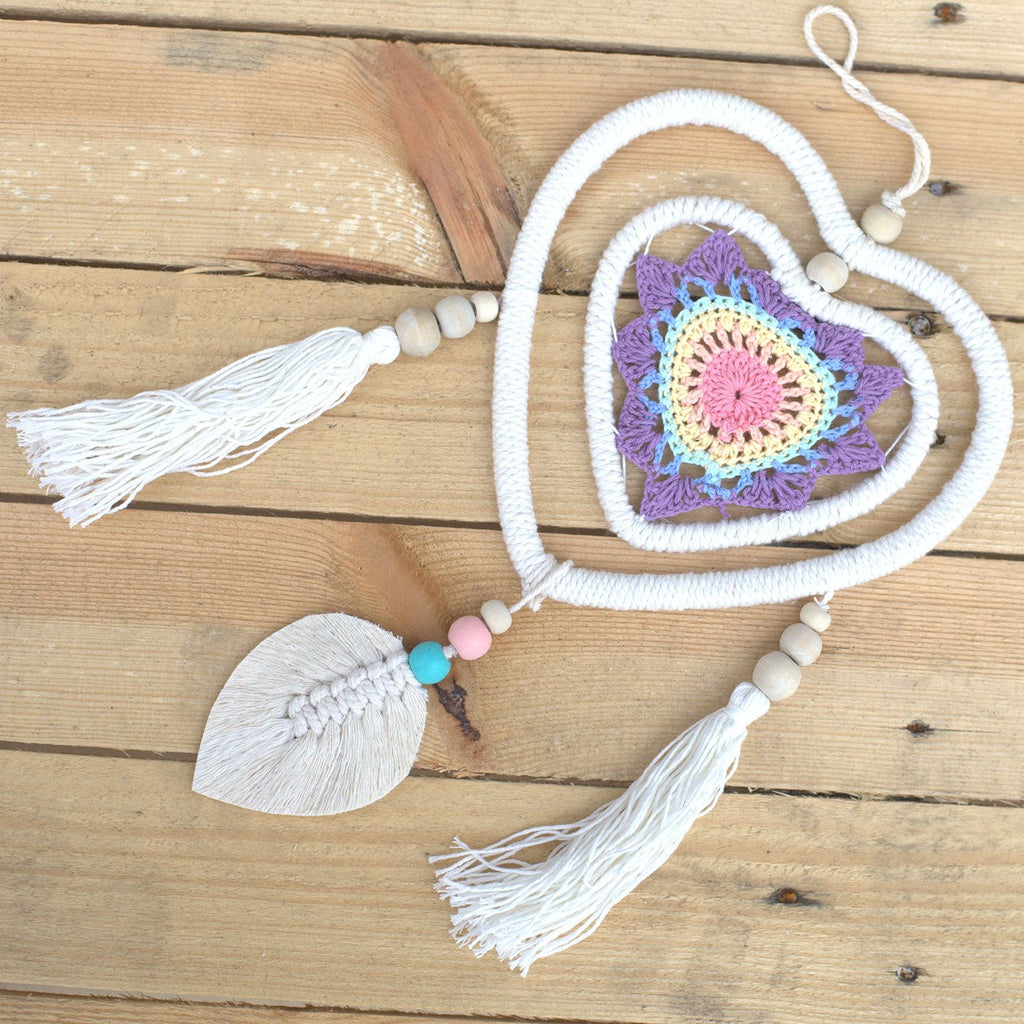 Acchiappasogni Cuore Bianco nel Cuore Lavanda Misura Media