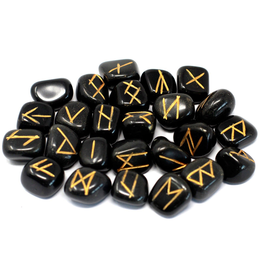 Rune Agata Nera Set da 25 Rune con Sacca Personalizzata