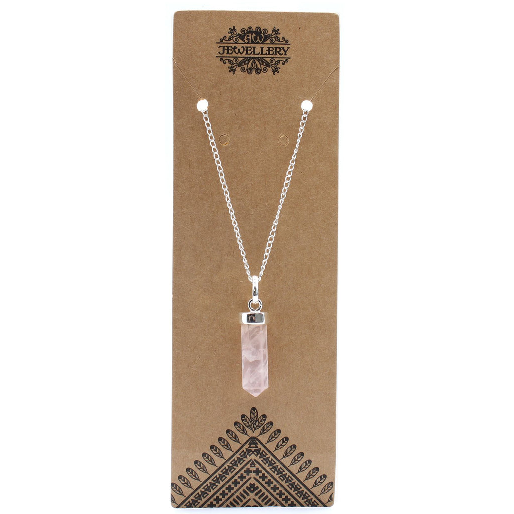 Pendente Prismatico con Pietra Preziosa di Quarzo Rosa