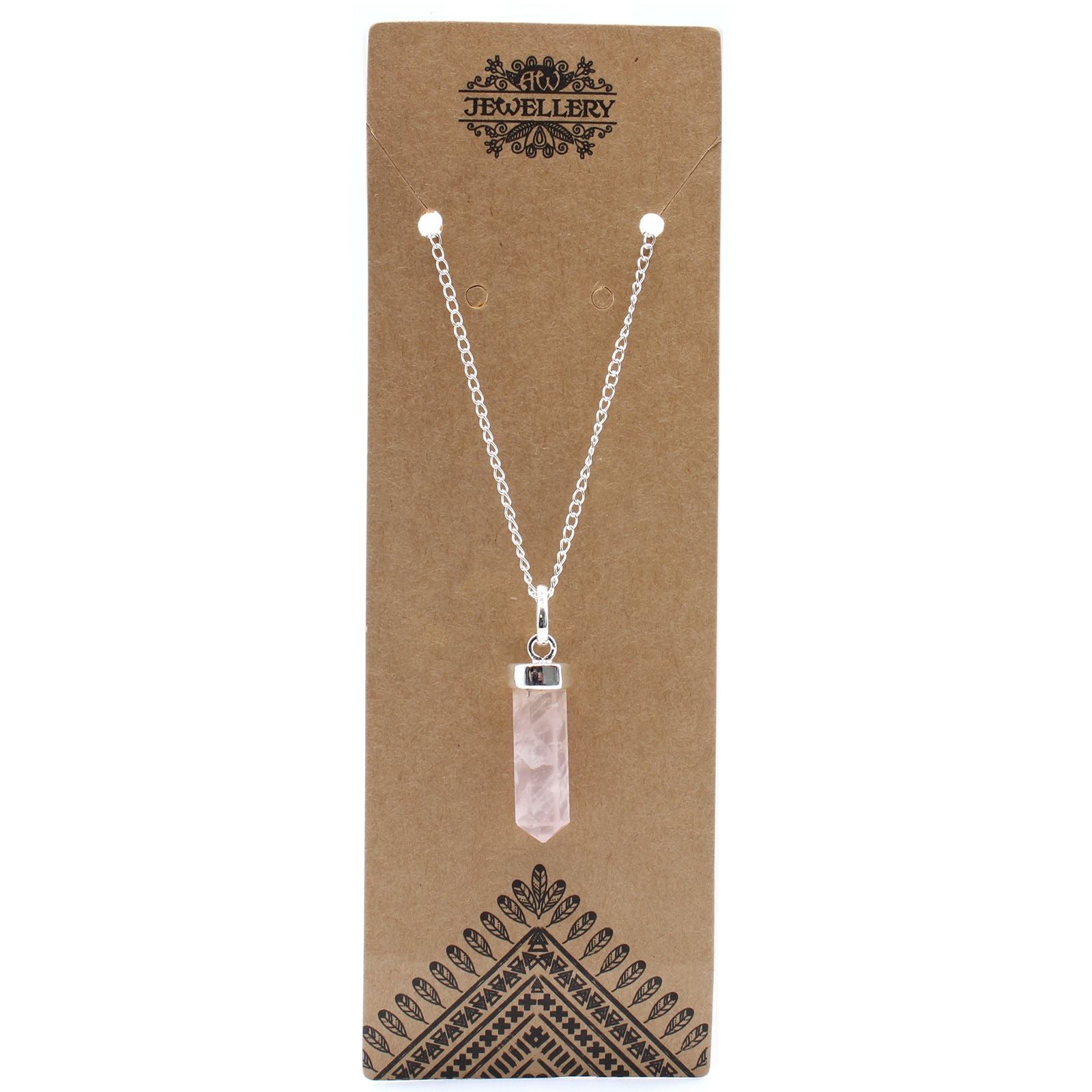Pendente Prismatico con Pietra Preziosa di Quarzo Rosa