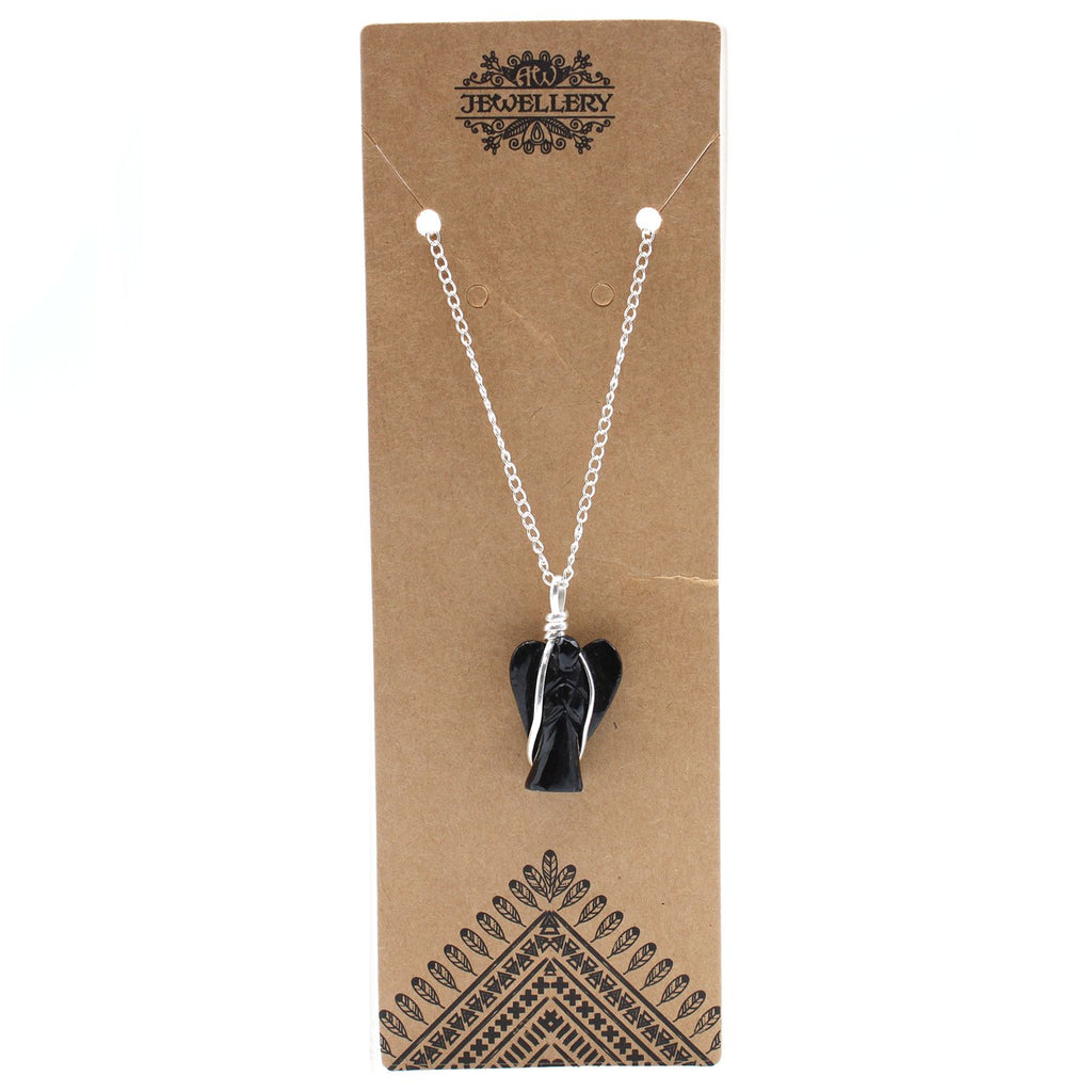 Pendente con Pietra Semipreziosa Angelo in Agata Nera