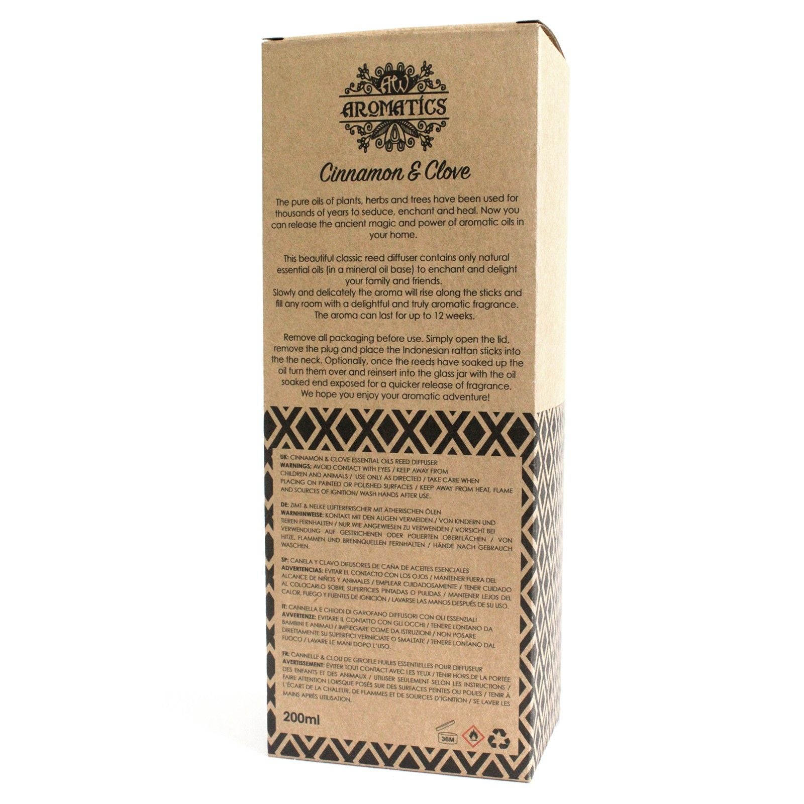 Diffusore di Olii essenziali di Cannella & Chiodi di Garofano 200ml