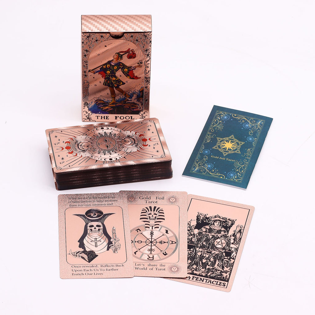 Mazzo di Tarocchi Fasi Lunari in Lamina Oro Rosa – 78 Carte con Motivi Celestiali
