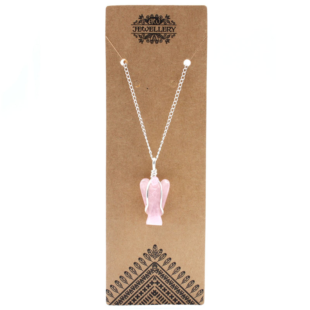 Pendente con Pietra Semipreziosa Angelo in Quarzo Rosa